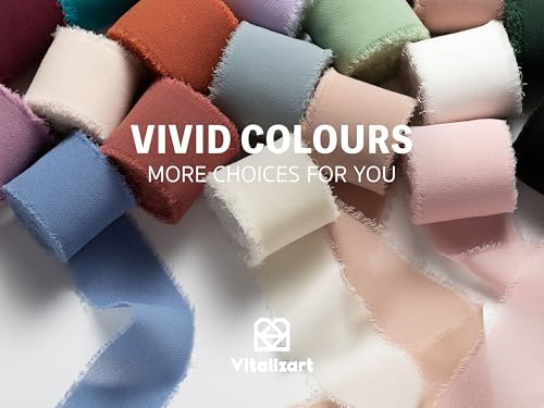 Vitalizart Chiffon Silk Ribbon Handmade Fringe 1.5" x 21 Yd Lavender Light Purple Lilac Frayed Edges Ribbons for Wedding Invitations Bridal Bouquets Gifts Wrapping Crafts Holiday Party Decorations - color: Lavender & White