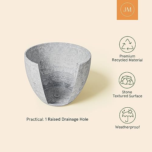 LA JOLIE MUSE 14.2/11.3/8.6 Inch Round Planter,Indoor/Outdoor Large Planters Set of 3,Grey Plant Container with Drain Holes,Tree Flower Plant Pots for Patio and Deck