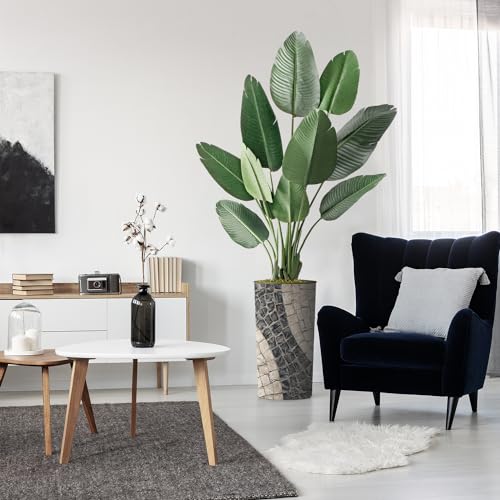 Artificial Tree in Geometric Pattern Planter, Fake Bird of Paradise Silk Tree for Indoor and Outdoor Home Decoration - 67" Overall Tall (Plant Pot Plus Tree) - style: Bird of Paradise