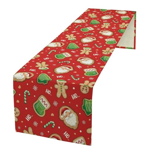 Gingerbread Man Table Runner, Merry Christmas Cute Santa Claus Holiday Table Runner Decoration for Banquet Home Party Kitchen Dining 13x36in - color: Christmas-2, size: 13x36in