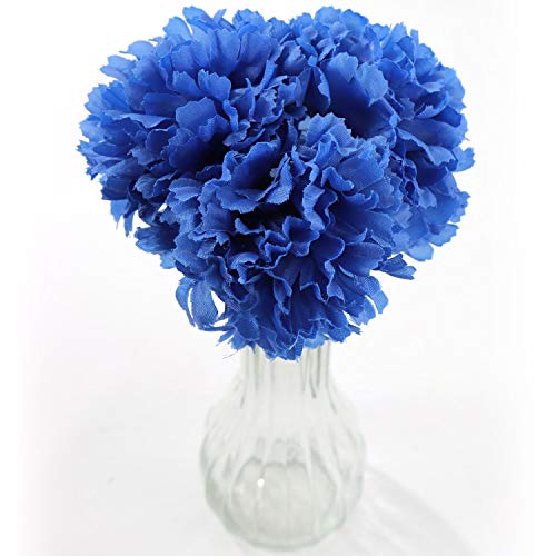 Larksilk 100 Pack Artificial Carnations - Bulk Silk Flowers for Weddings, Mother's Day, Graduations, Easter & Memorial - 3.5" Heads, 5" Stems, Real Touch Petals, 18 Colors Available - Royal Blue - color: Royal, size: 100