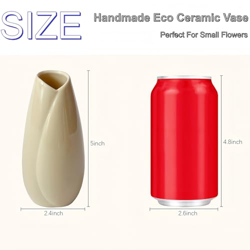 Simple Vase for Flowers Plants, Small Cute Flower Vase for Modern Table Shelf Home Decor Wedding Boho Decor, Farmhouse (6pc-HBP-Brown) - color: 6pc-hbp-brown