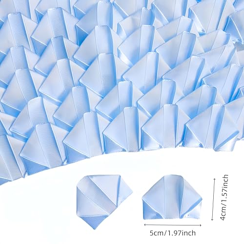100 Count Premade Ribbon Petals for DIY Eternal Roses, Craft Your Own Forever Flower Bouquet for Wedding, Valentine's Day - color: 100 Pcs Light Blue