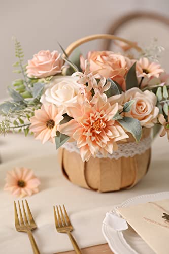 rongflower Artificial Flowers Combo Set Fake Flower Leaf for DIY Wedding Bouquets Floral Centerpieces for Tables Party Baby Shower Home Decorations(Champagne) - color: Champagne
