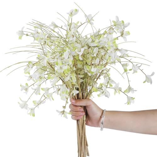 16" 24pcs Rustic Spring Summer Fall Blooming Cherry Wild Flowers Decorations for Crafts or vase, Farmhouse Home Wedding Centerpieces Bouquets Decors - Cream Green - color: Cream-green