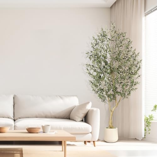 Realead 7ft Artificial Olive Tree with Tall Exquisite Planter - Realistic Fake Olive Tree with Thick Trunk and Lifelike Fruits - Large Faux Olive Tree for Home Office Decor - size: 7ft