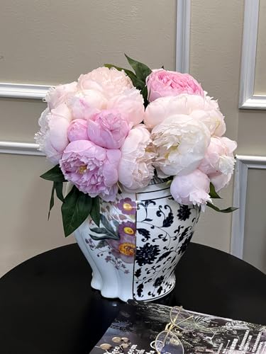 Peonies Artificial Flowers, Silk Pink Peony 2 Bouquets for Wedding, Faux Peony Flowers, Real Touch Peonies,Silk Flower Bouquet Peony Gift Box (Pink)