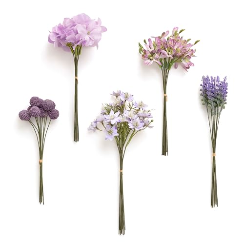 Ling's moment Artificial Greenery Stems Box Set, Faux Greenery Picks for DIY Bridal Bouquets Wedding Floral Arrangement Table Centerpieces, Pale Lavender & Lilac - color: Filler Flower Combo- Pale Lavender & Lilac