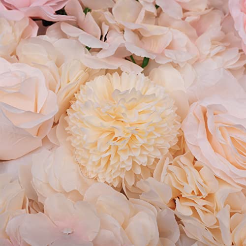 6 Pcs Flower Wall Panel Floral Backdrop,24 * 16in Artificial Flower Wall Panels Champagne Flower Decor Silk Fabric for Wedding Party Room Home Decor& Wall Decoration (Champagne) - color: Champagne