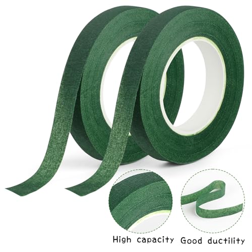 DECORA Floral Paper Tape 1/2 x 30 Yards Premium Quality Flower Stem Wrap Tape for Bouquet Stem Wrapping and Floral Crafts (Dark Green - 2 Packs)