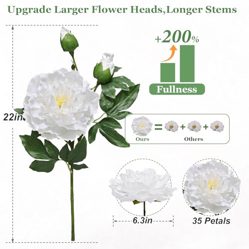 Yastouay 5 Bouquets Peonies Artificial Flowers with 22'' Long Stems, Latex Real Touch Faux Peony Flowers, Fake Peonies Bouquet for Table Centerpiece, Vases Home Wedding Party Decor (Red/White/Fuchsia) - color: Red/White/Fuchsia, size: 5PCS