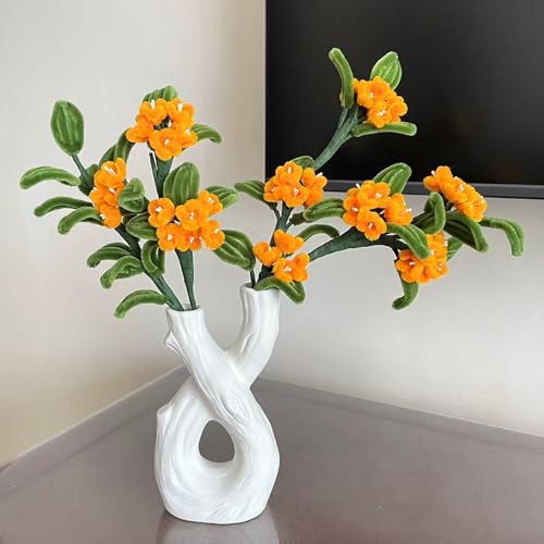 White Branch-Shaped Ceramic Vase，Minimalist Artistic Dried Flower Vases Modern Decorative Ornament for Home Decor, Living Bedroom Room, Shelf, Table (Style-B) - color: Ceramic B