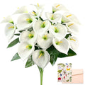 SNAIL GARDEN 18 Blooms Artificial Calla Lilies with Leaves, 22in/56cm Fake Flowers for Wedding Bouquet with Rotatable Flower Heads, White Artificial Flowers for Centerpiece, Home Décor