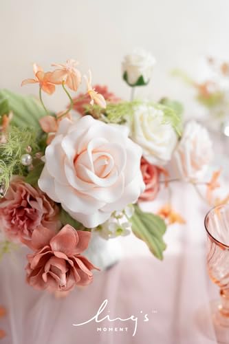 Ling's moment Blush Garden & Cream Artificial Flowers Greenery Mini Box Set, Pink & White Fake Flower for DIY Wedding Bridal Bouquet, Centerpieces Decor, Floral Arrangement Decor, Baby Shower etc. - color: Garden Blush