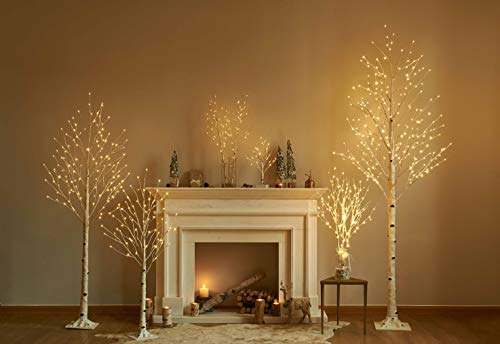 Hairui Lighted Artificial Twig Birch Tree Branch with Fairy Lights 32in 150 LED Plug in Lighted Willow Branch for Christmas Wedding Party Decoration 2 Sets (Vase Excluded) - style: White Birch+Warm White 2set