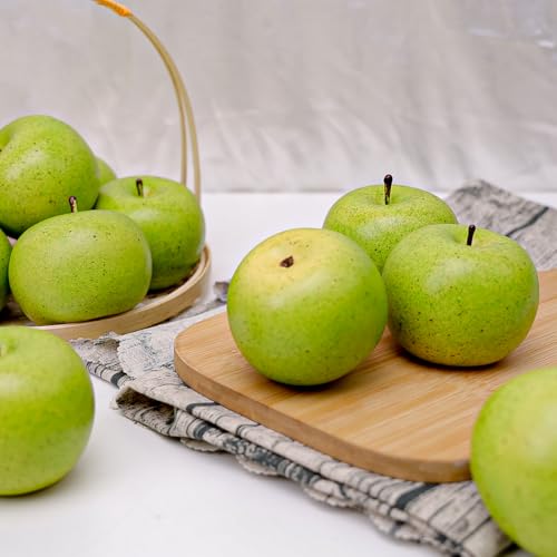 Gresorth 6pcs Lifelike Artificial Green Apple Faux Fake Apples Fruit Home House Kitchen Cabinet Decoration - color: Green Apple