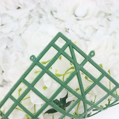 Efavormart 4 Pack White 3D Silk Rose and Hydrangea Flower Wall Panels - 11 Sq. Ft. UV Protected Artificial Floral Backdrop Mat for Wedding, Party Photography, Nursery Wall & DIY Decor - color: White