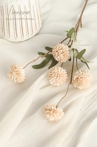 Floroom 9pcs Beige Ivory Mix Faux Silk Mums Artificial Flowers, Bulk Fake Small Mini Chrysanthemums with Stems for DIY Wedding Centerpieces Floral Arrangements Vase Fillers Home Decorations - color: Beige & Ivory, size: 9pcs