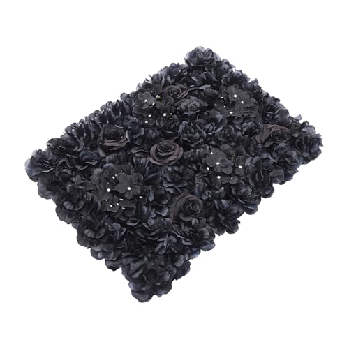 DNYSYSJ Black Flower Wall Panel, 12pcs 23.62" x 15.75" Artificial Hydrangeas Roses Panel Silk Fabric Wall Mat for Halloween Thanksgiving Photography Home Wedding Party Event Wall Decor - color: Black Roses, size: 12 pieces