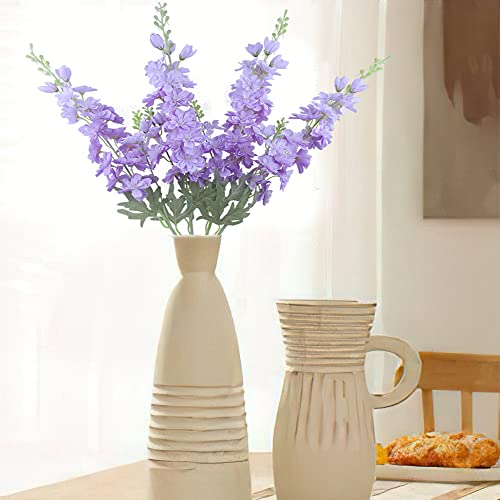 FERIAL Purple Artificial Delphinium Flowers Silk Larkspur Flowers Faux Snapdragon Long Stem Fake Plant Spray Arrangement for Home Office Garden Wedding Table Vase Decor (Purple) - color: Purple