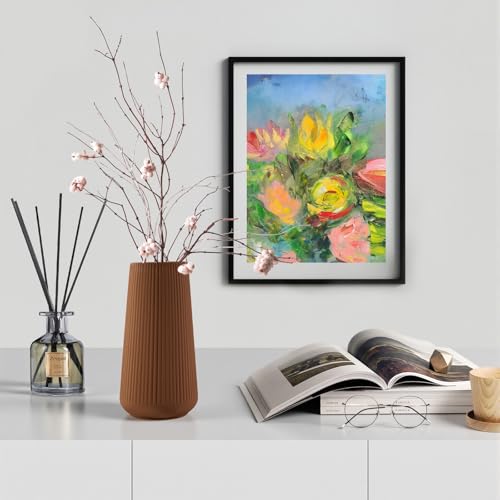 Caramel Ceramic Vase, GUKJOB Small Cute Flower Vase for Pampas Grass, Home, Living Room, Dining Table, Farmhouse, Office Decor, Bedroom, Table, and Kitchen Shelf (Caramel) - color: Caramel