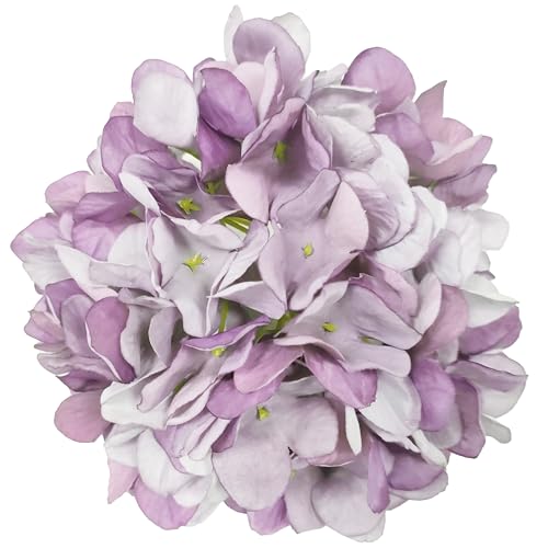 7.1''Light Purple Hydrangea Artificial Flowers,10Pcs Artificial Silk Hydrangea Heads,81 Petals Faux Flowers Heads with Stems for Home Wedding Baby Shower Decor(Light Purple) - color: Light Purple