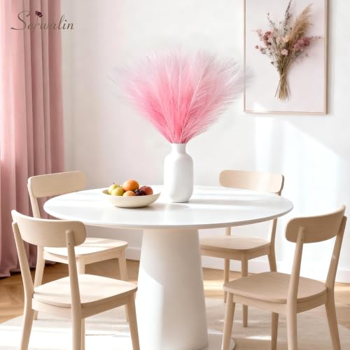 Serwalin Gradient Light Pink Pampas Grass Decor,17.7 Inch 6 Pcs Artificial Fluffy Pampas Grass,Short Faux Pampas for Home Room Bathroom Table Centerpieces Decoration - color: Z Gradient Light Pink, size: 17 Inch 6 Pcs
