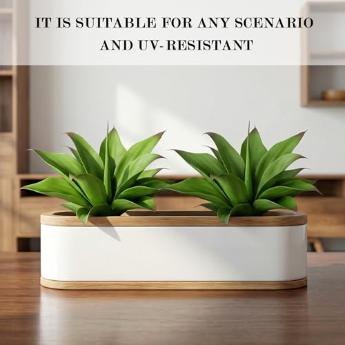 Ttranewsoo Fake Plants Artificial Agave Plants,Large UV Resistant Fake Agave Planters for Indoor and Outdoor Decorating Tropical Plant Succulents Greenery Indoor Decor13.8 (2Pack, Dark Green) - color: Green