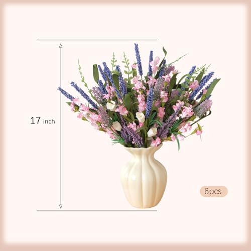 Idyllic 6 Pcs Lavender Vine Set – Artificial Lavender Stems for Spring Decor Floral Wreaths Wedding Home Decoration - size: 20 Inch