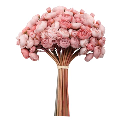 32Pcs Ranunculus Artificial Flowers Dusty Rose - Faux Silk Mini Peonies for DIY Wedding Bouquet, Home Decor, Bridal Shower Centerpieces - color: Dusty Rose