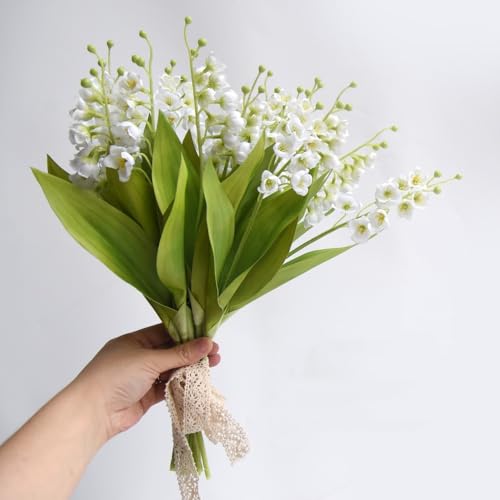 NatureMan 6 Branch Lily of The Valley Artificial Flowers,Simulation Lily of The Valley Silk Flower,Outdoor Bridal Wedding Bouquet for Home Garden Party Wedding Decoration