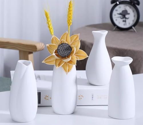 Small Ceramic Bud Vase Flower Single Stem Vase Mini Decorative Floral Holder for Home Decor Centerpiece Wedding Party Table (White) - color: White