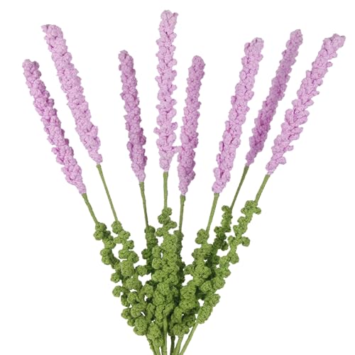 8 Pcs Crochet Flowers Bulk Lavender Crochet Flower Gifts Pink Handmade Crocheted Flowers Bouquet DIY Home Decor for Mother's Day Birthday Wedding Women Moms Wives Friends - color: Pink