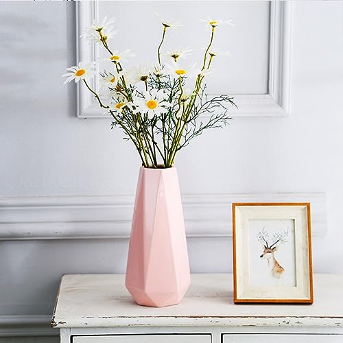 Ceramic Vase, 7.4 Inch for Pampas Calla Lily Tulip, Flower Vase Minimalism Style for Modern Table Shelf Home Decor, Fit for Housewarming, Weddings, Birthday, Christmas, Thanksgiving, New Year (Pink) - color: Pink