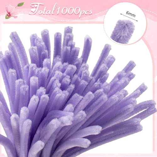 Peryiter 1402 Pcs Pipe Cleaners Flowers Set 1000 Pcs 10 Colored 12 Inch Chenille Stems for Tulip Bouquet Making Art DIY Craft Projects Creative Gift Party Wedding Decorations(Pink & Purple Flower) - color: Pink & Purple Flower