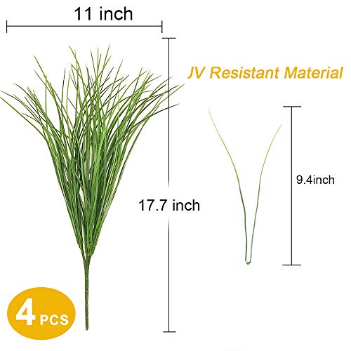 DVGUN Artificial 4 Count Pack of 4 - Artificial Plastic Outdoor UV Resistant Faux Garden Resistant Wheat Grass Greenery for House Plants Bushes Shrubs Indoor Decor - color: Pack of 4