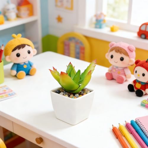 Artificial Succulent Plants in Pot - 1Pcs Multi-Horned Aloe Vera Realistic Fake Potted Succulents for Home Decor, Desk, Office, Bathroom, Windowsill - Indoor Houseplant for Bedroom, Kitchen, Shelf - color: Multi-horned Aloe Vera