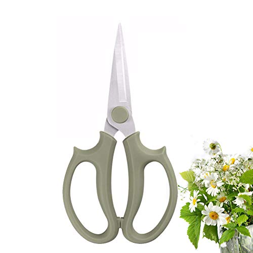 Leize Flower Scissors, Premium Thickened Stainless Steel Floral Shears, Strong Pruner for Flowers, Branches and Leaves (Grey Green Slender) - color: Grey Green Slender