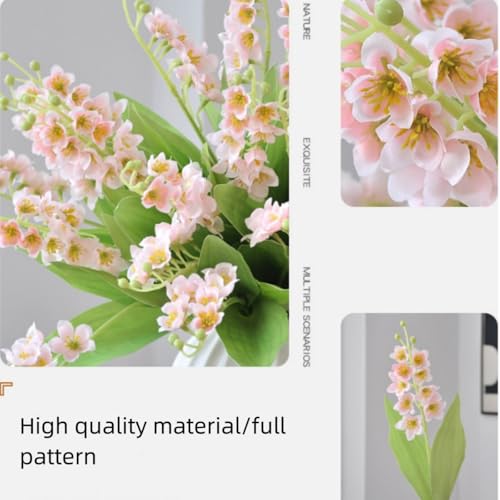 6 Branch Lily of The Valley Artificial Flowers, Lily of The Valley Plastic Flower ，Wind Chime Orchid Outdoor Bridal Wedding Bouquet for Home Garden Party Wedding Decoration (Pink) - color: Pink