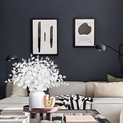 Yen Jean 14PCS White Eucalyptus Artificial Faux Flowers for Decoration - Fake Silk Stems in Vase Christmas Holiday Winter Wedding Home Decor - style: white
