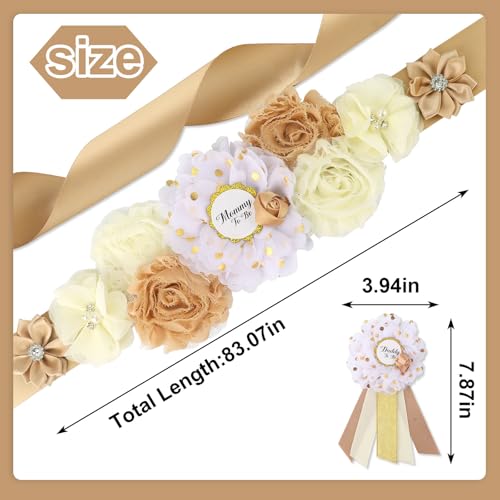 Maternity Sash Set Baby Shower Floral Belly Belt Baby Shower Decoration for Mom to Be Pregnancy Party Supplies - color: Style4