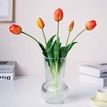 16-inch Premium Real Touch Fake Tulips, Artificial Flowers with Buds, Flexible Stem Easy to Shape, Faux Tulips (Vase not Included), 5-Pack Set of Sunset Orange - color: Sunset Orange