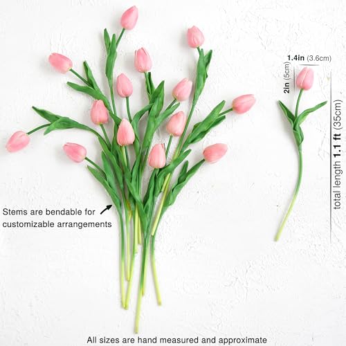 FiveSeasonStuff Real Touch Tulips Artificial Flowers – 15 Stems Faux Tulip Bouquet in Gift Box for Wedding, Home Decor, Party, Floral Arrangements (Amaranth Pink) - color: #4 Amaranth Pink