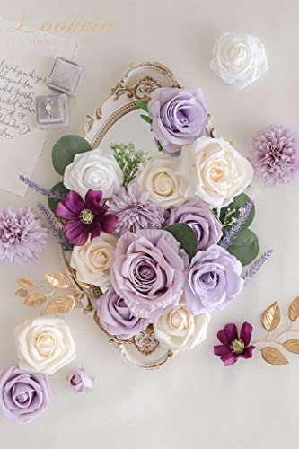Lookein Artificial Flowers for DIY Wedding Decoration Bridal Bouquet Table Centerpieces Flower Garland Wreaths Aisle Arch Flower Decoration Home Decor, Romantic Lavender - color: Fragrant Lavender