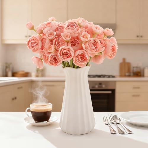 24 Stems Artificial Ranunculus Flowers - 96 Bloom Faux Silk Ranunculus Bouquet for Wedding Decorations, Home Décor, Holiday Arrangements & Large Event Centerpieces (Pastel Pink) - color: Pastel Pink