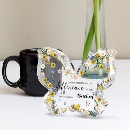 Employee Appreciation Gift, Appreciation Plaque, Gift for Teachers, Coworkers, Social Workers, Nurses, Butterfly Ladies, Desk Decor Accessory, Office Appreciation Souvenir for Female Friend - color: Yellow Green