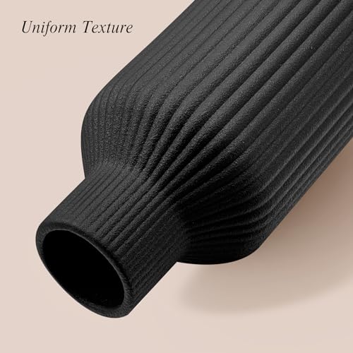 Ceramic Flower Vase, Minimalist Modern Home Decor, Matte Finish Pampas Grass Vase for Table, Fireplace, Shelf, Mantel, Entryway and Centerpieces (Black) - color: Black, size: 8in