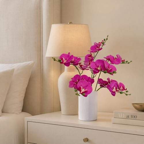 6 Pack Rose Red Orchid Artificial Flowers Real Touch, 23'' Artificial Faux Realistic Latex Orchid Stem Bouquets, Fake Phalaenopsis Flower for Wedding Home Arrangement Décor (6, Rose red) - color: Rose Red
