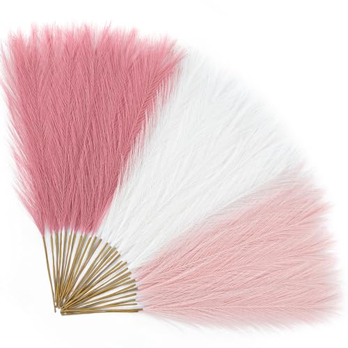 Alecono 𝟯𝟬𝙋𝙘𝙨 Pampas Grass 17in, Pink Pampas Grass Decor for Home Decoration, Faux Pampas Grass Wall Decor for Wedding Centerpieces Party Decorations(Blush, Cream, Pink) - color: A Blush/Cream/Pink, size: 30pcs