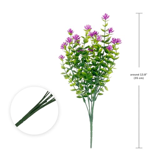 6 Bundles Artificial Flowers for Outdoors,UV Resistant Realisic Fake Plastic Plants Artificial Shrubs Fall Flowers Decor of Vase and Outside Window Box, Ferns Plants for Planter-Rosy - color: Rosy, size: 6PCS